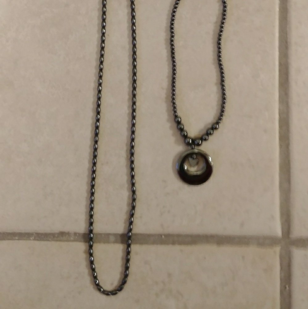 2 hematite necklaces 30" & 19"